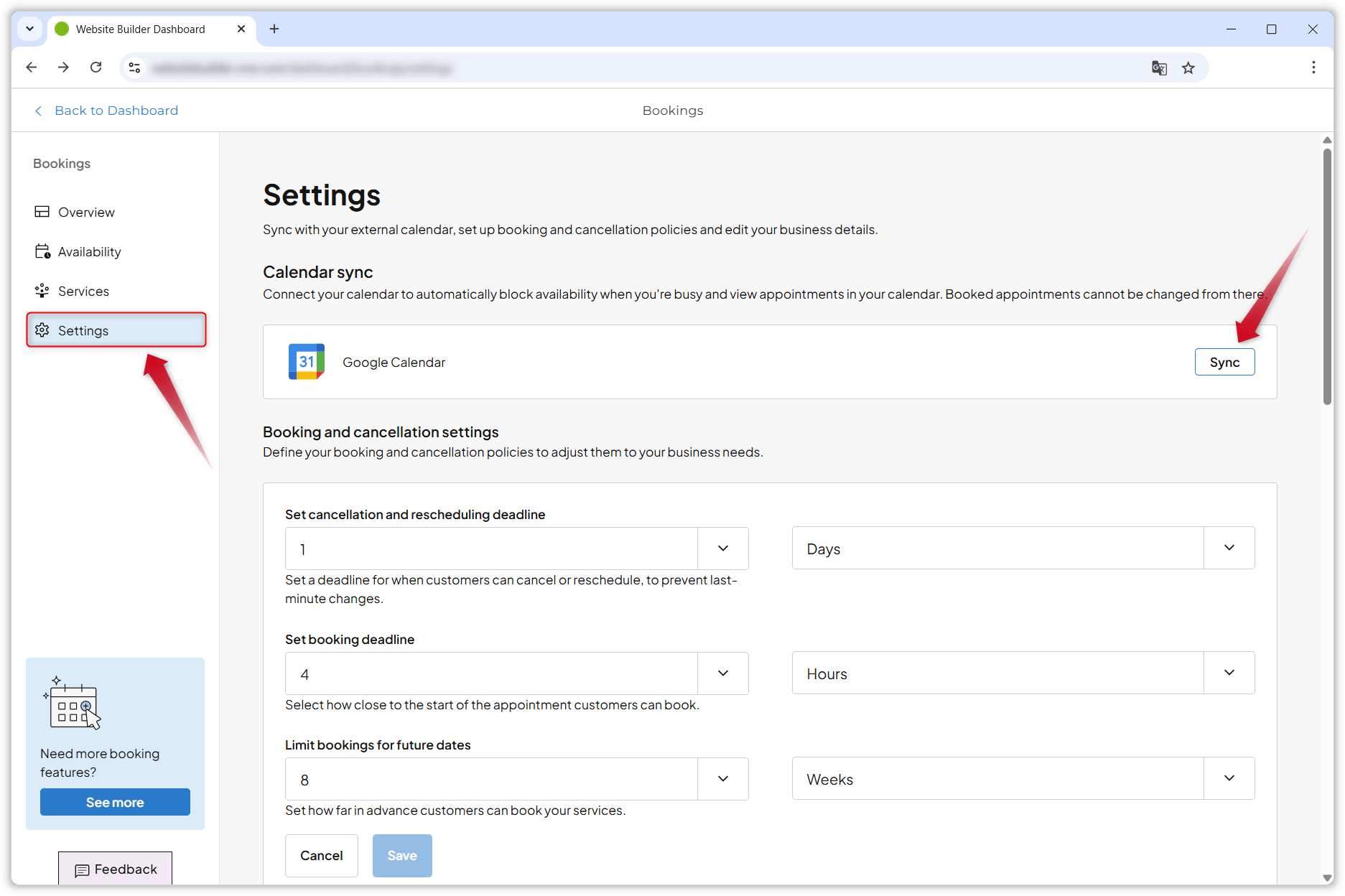 How do I sync Bookings with my Google Calendar Support
