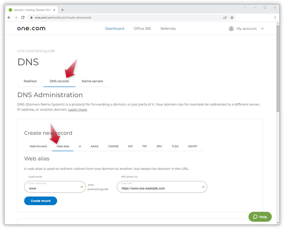 How do I create a  alias? Support