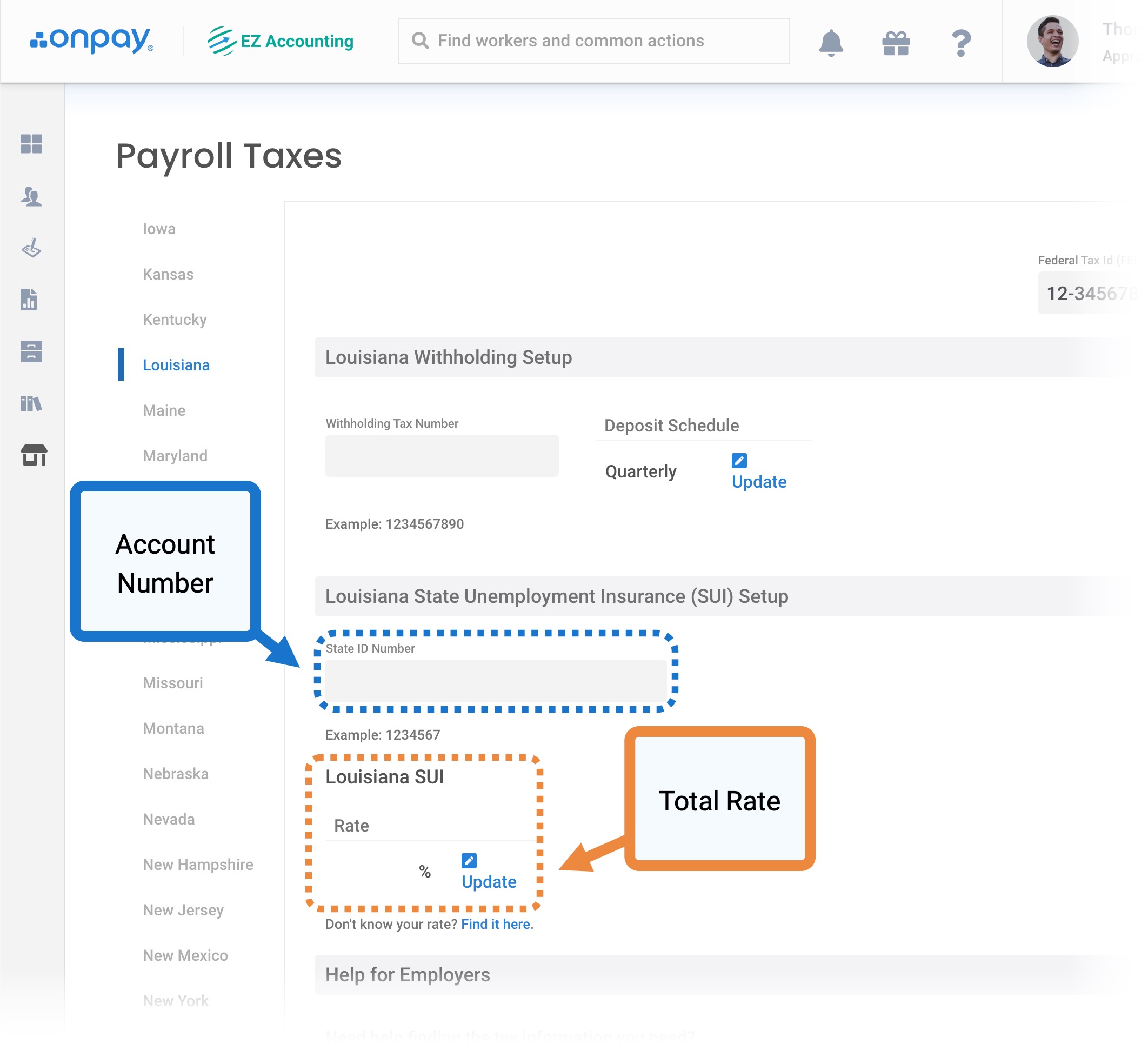 Add or update Louisiana SUI rates in OnPay Help Center Home
