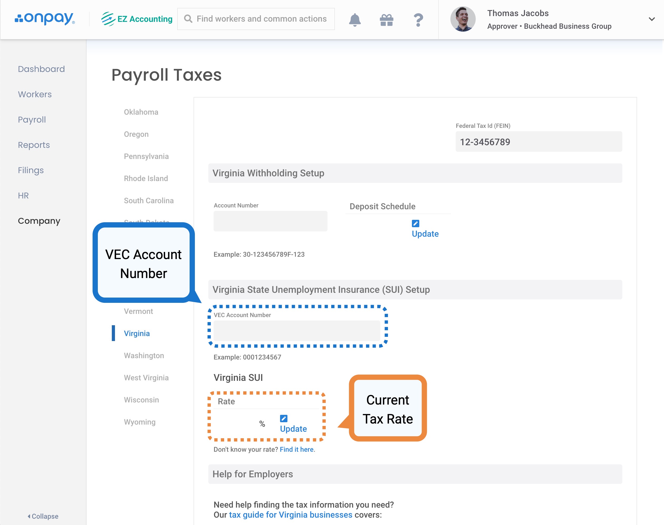 Add or update Virginia SUI rates Help Center Home