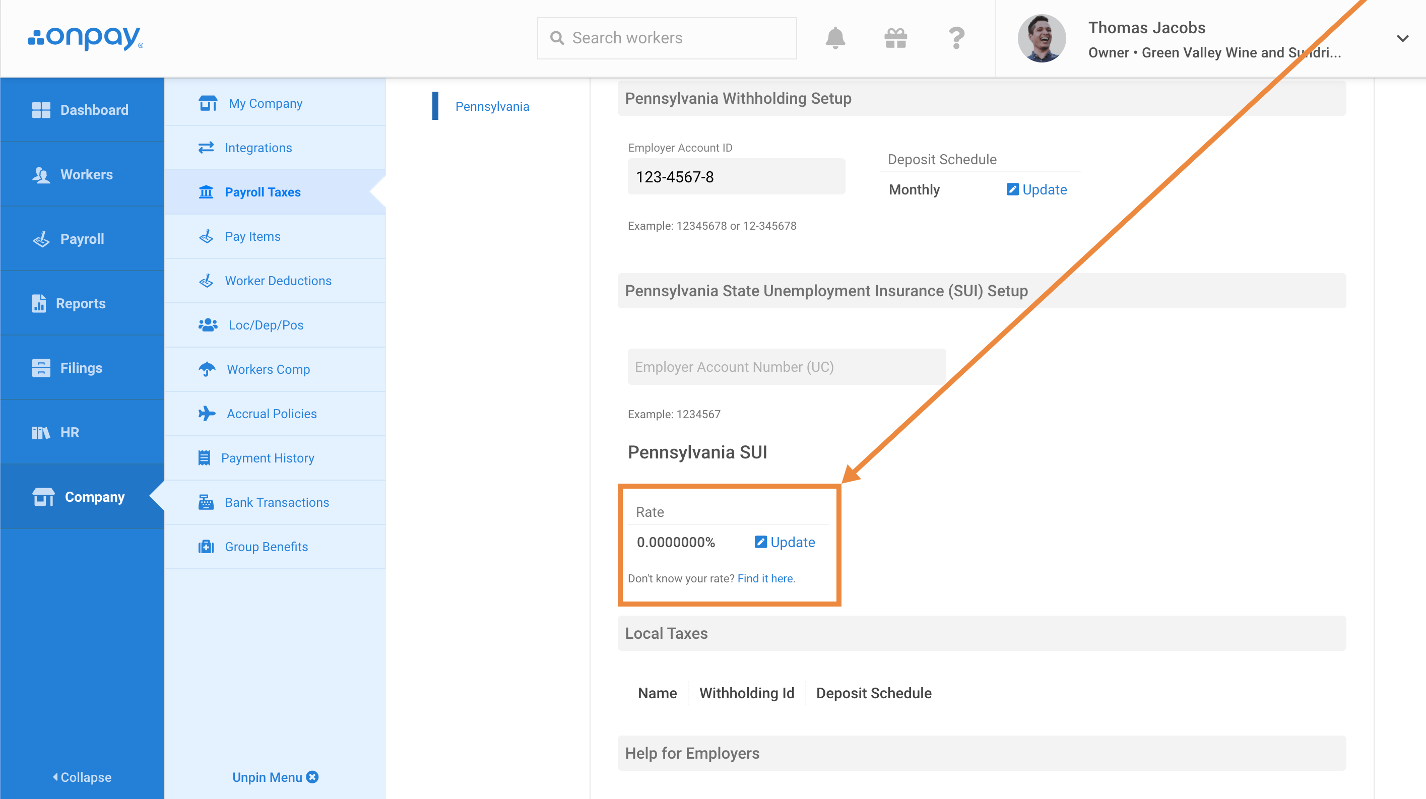 Setting up Pennsylvania local tax Help Center Home