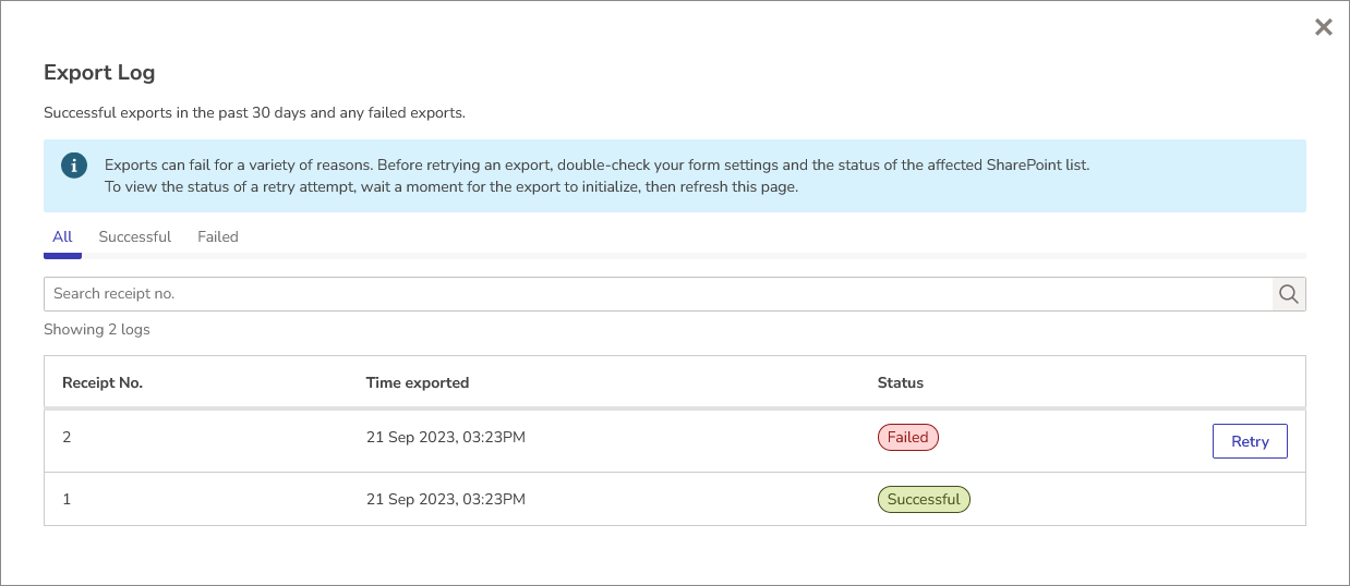 Configure your form to export response data to SharePoint OpenForms