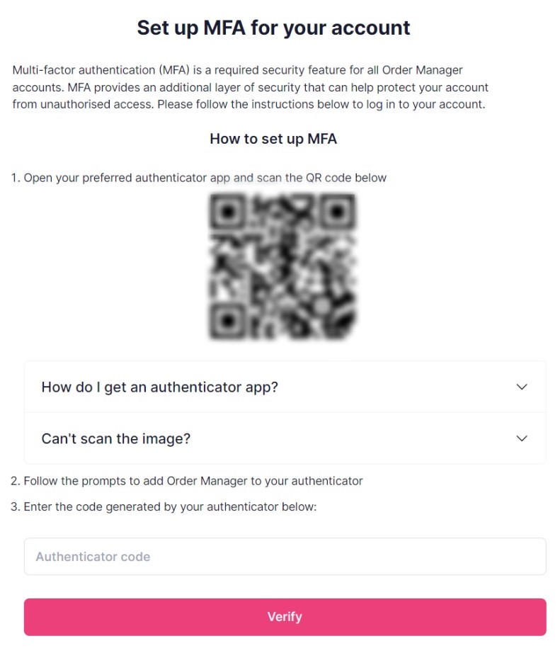 MFA setup guide Openmarkets Australia