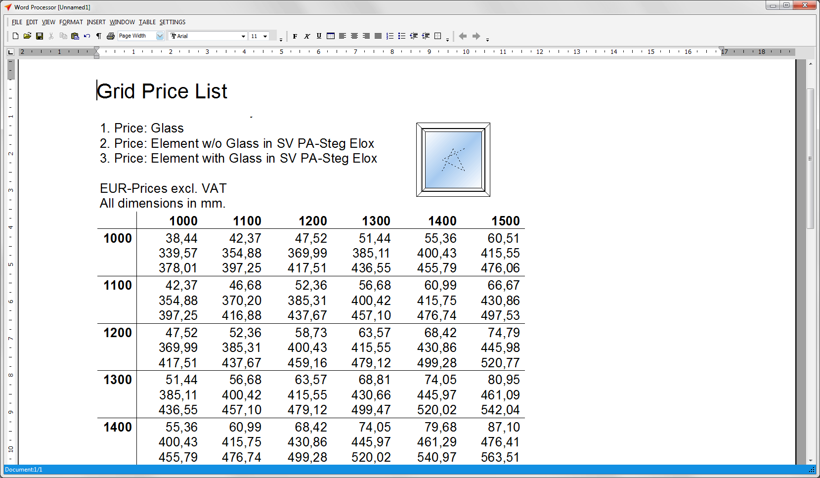 Grid Price List Orgadata Helpdesk EN