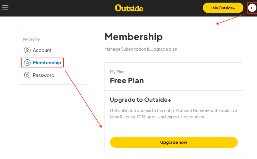 How do I upgrade my membership using a coupon code? Outside