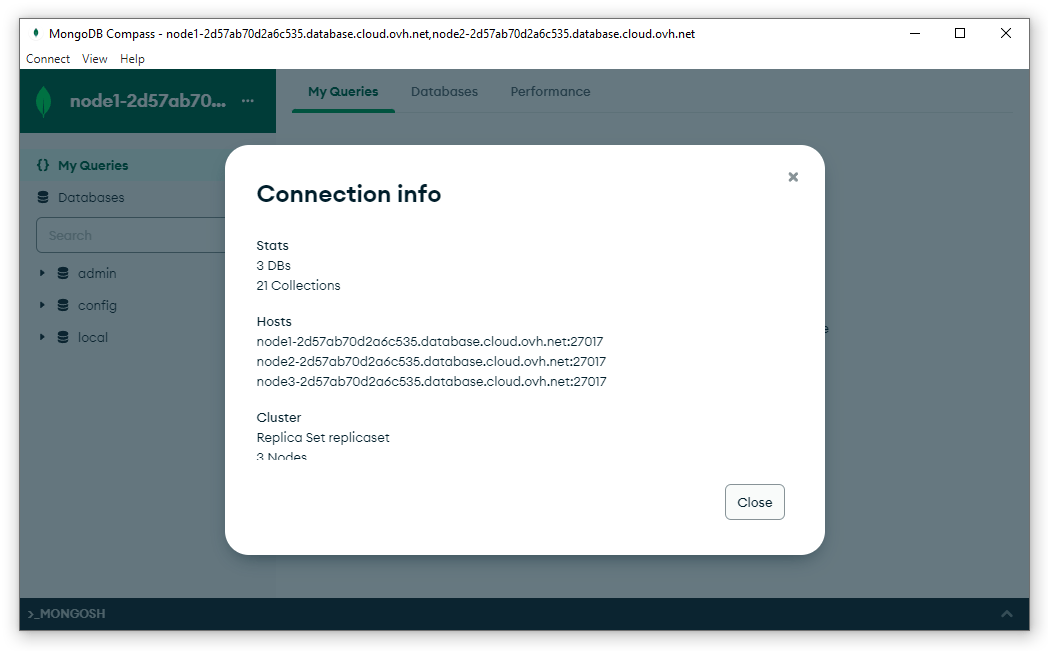 MongoDB Understand the connection strings URI format OVHcloud