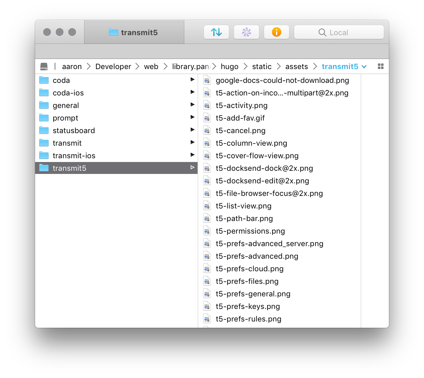Customizing Transmit's file browser