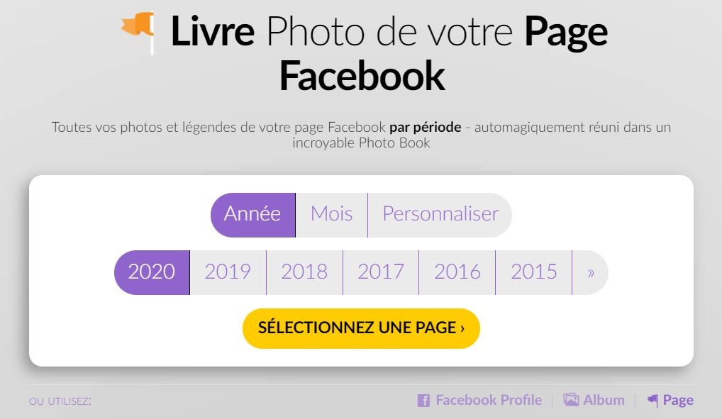 Comment importer des photos depuis une page Facebook? PastBook Centre