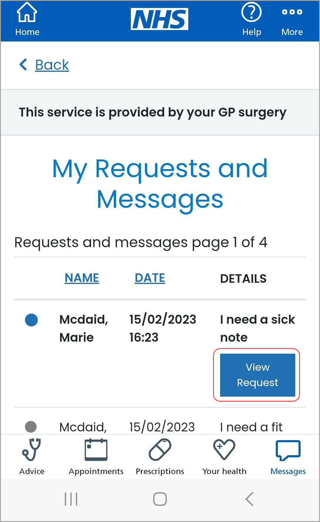 Contacting your practice via the NHS App PATCHS Support