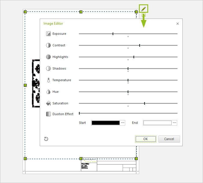 Presenting the design > Print > Layout Area (pCon.planner PRO