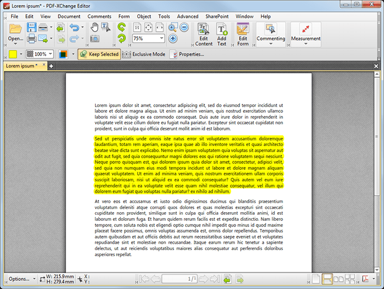 PDFXChange Editor Plus User Manual > Tabs Guide > Tools > Comment And