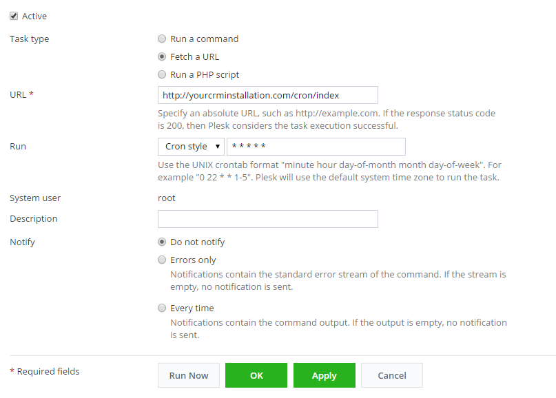 Setup cPanel Cron Job Perfex CRM