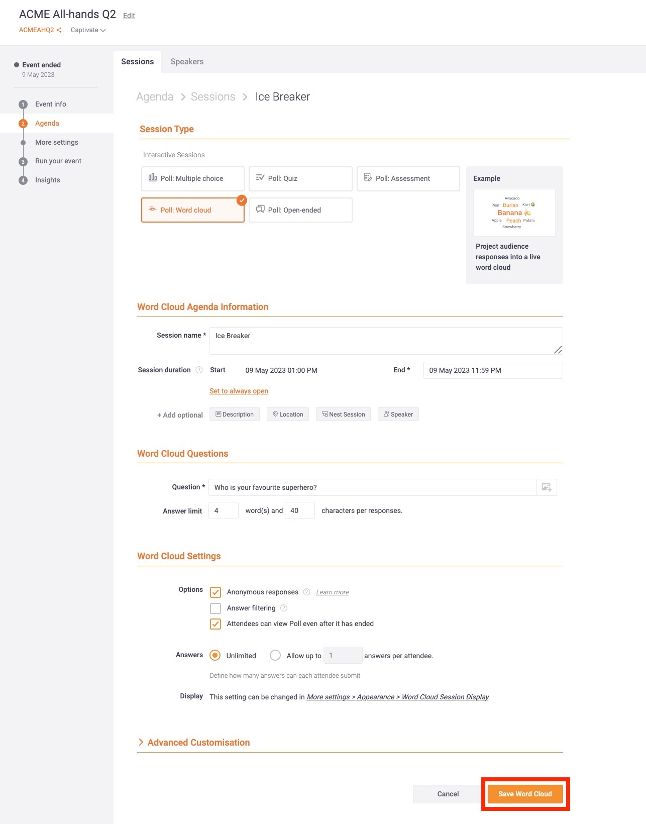 Customising Word Cloud colours Help Centre