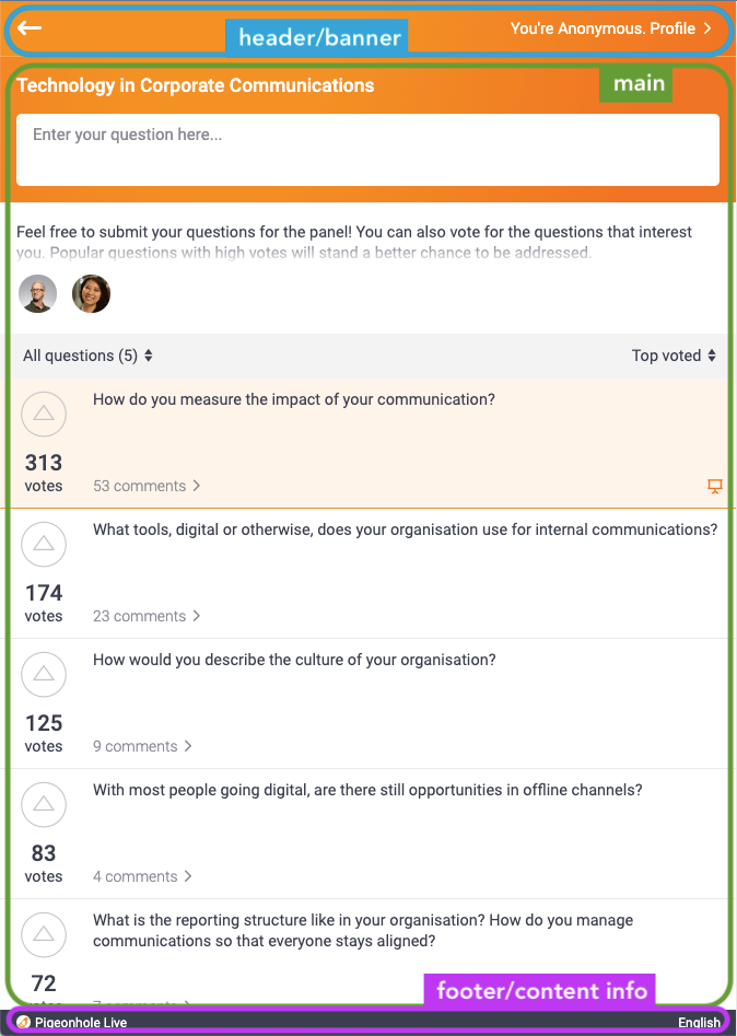 Accessibility at Pigeonhole Live Help Centre