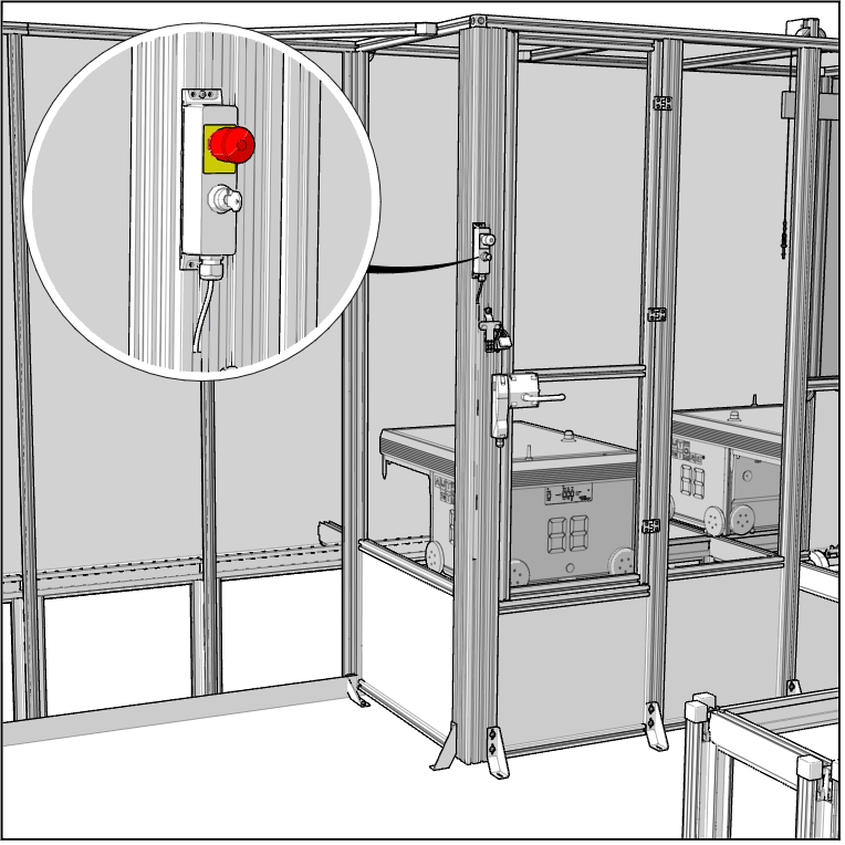 Stop the system using the Emergency stop button Pio