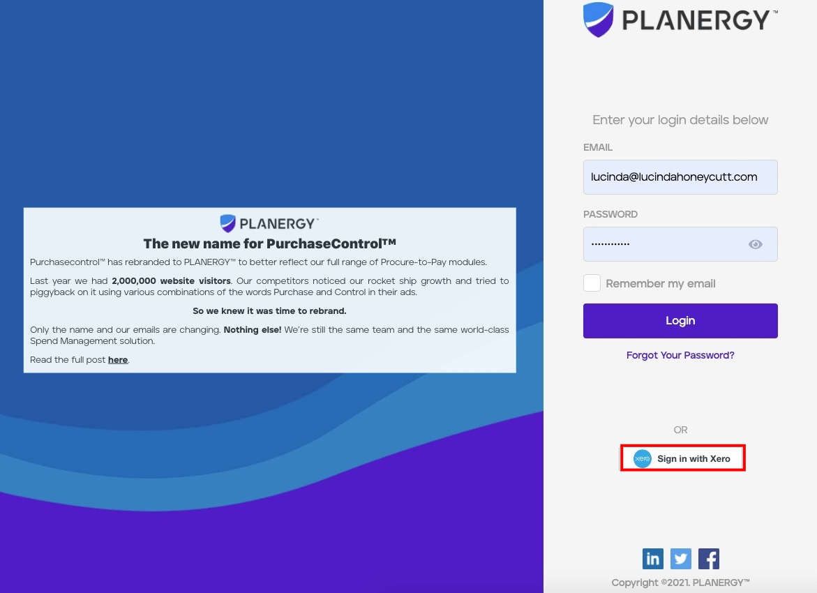 How Do I Use Sign In With Xero? PLANERGY Success Portal
