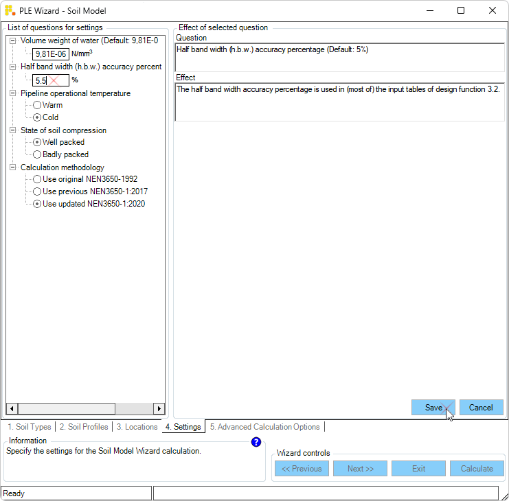 Wizard step 4 Settings