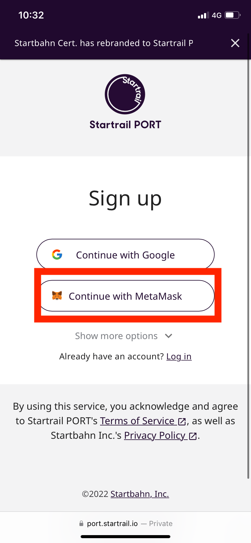 How can I sign up with MetaMask? Startrail PORT Help Center