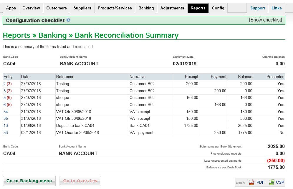 Bank Reconciliation Prelude Software Help