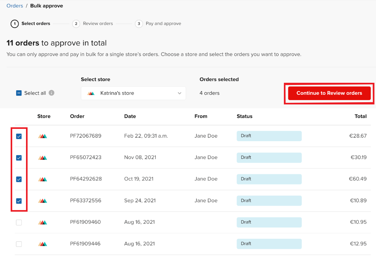 Can I approve my orders in bulk? Printful Help Center
