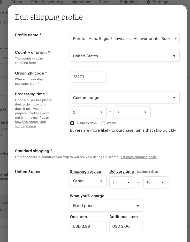 What are the delivery details on my Etsy store? Printful Help Center