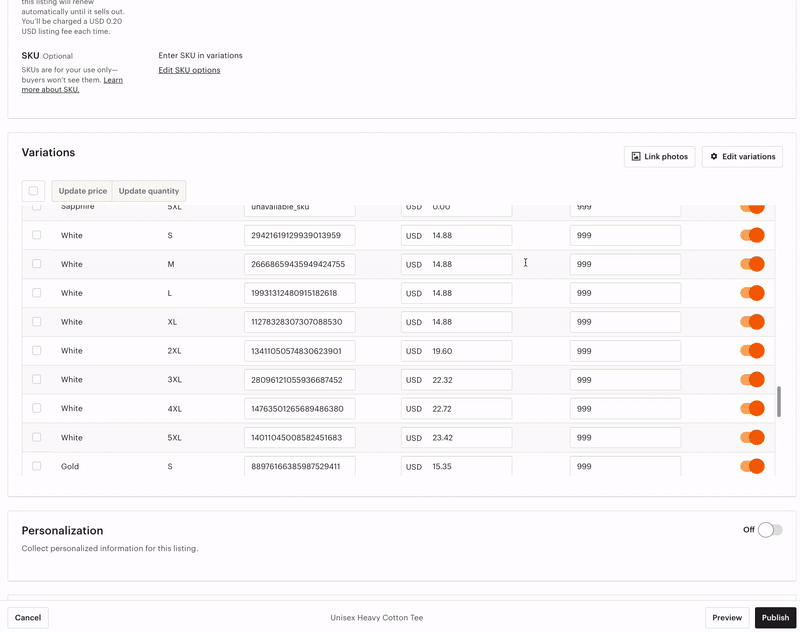 How can I combine multiple products into a single listing on Etsy? Printify