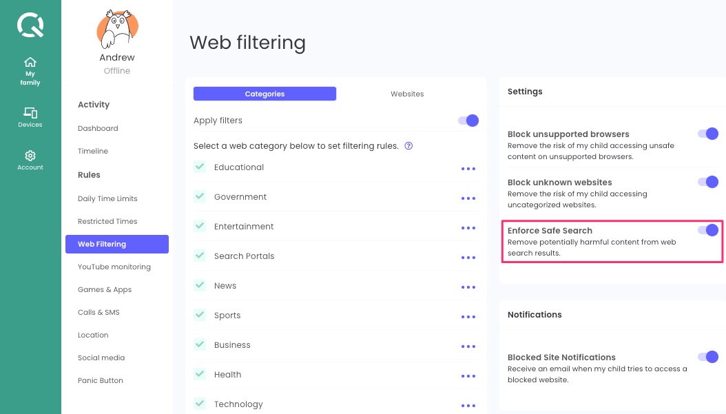 Can I block specific keywords with Qustodio? Qustodio Help