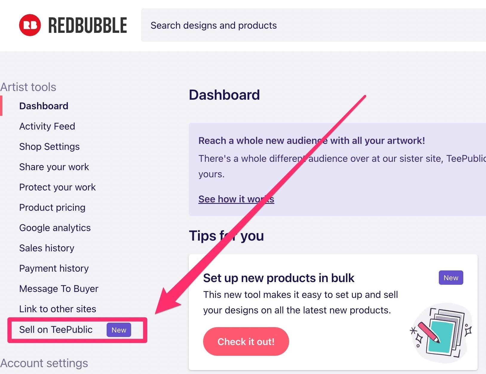 Importing to TeePublic Redbubble