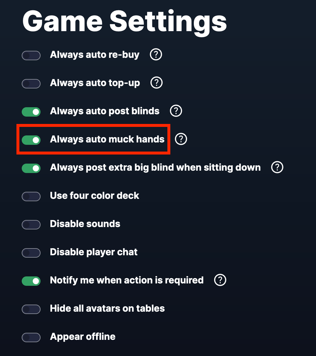 What "muck" means Replay Poker