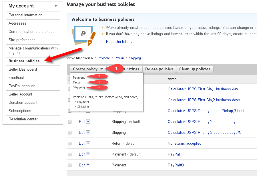 eBay Business Policies Overview