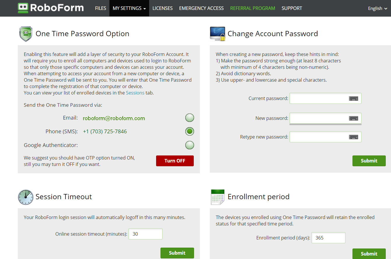 How can I use the web to access my RoboForm Account data? RoboForm