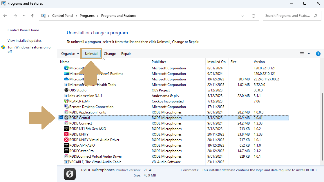 How to uninstall RØDE Central on PC RØDE