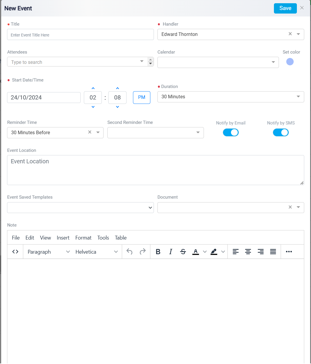 Create an Appointment in Calendar RunSensible