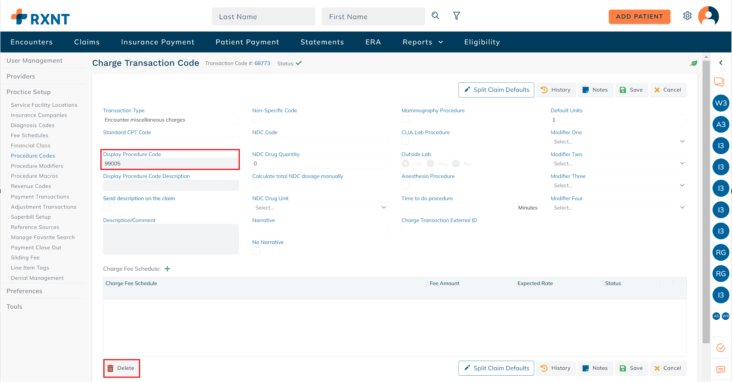 Procedure Codes and Diagnosis Codes RXNT Help Center