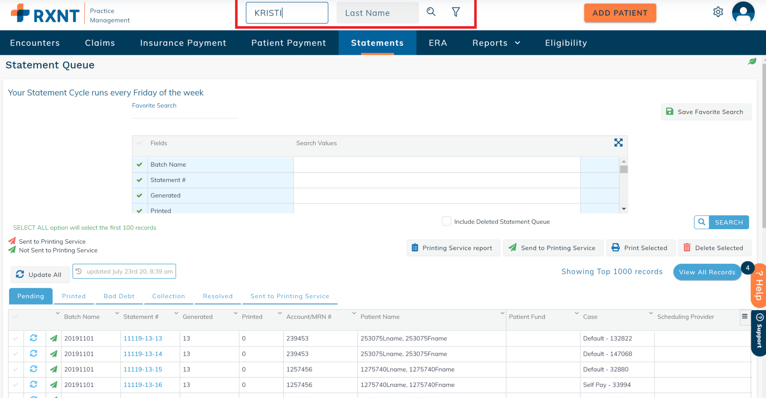 WriteOff Bad Debt RXNT Client Resolution Center