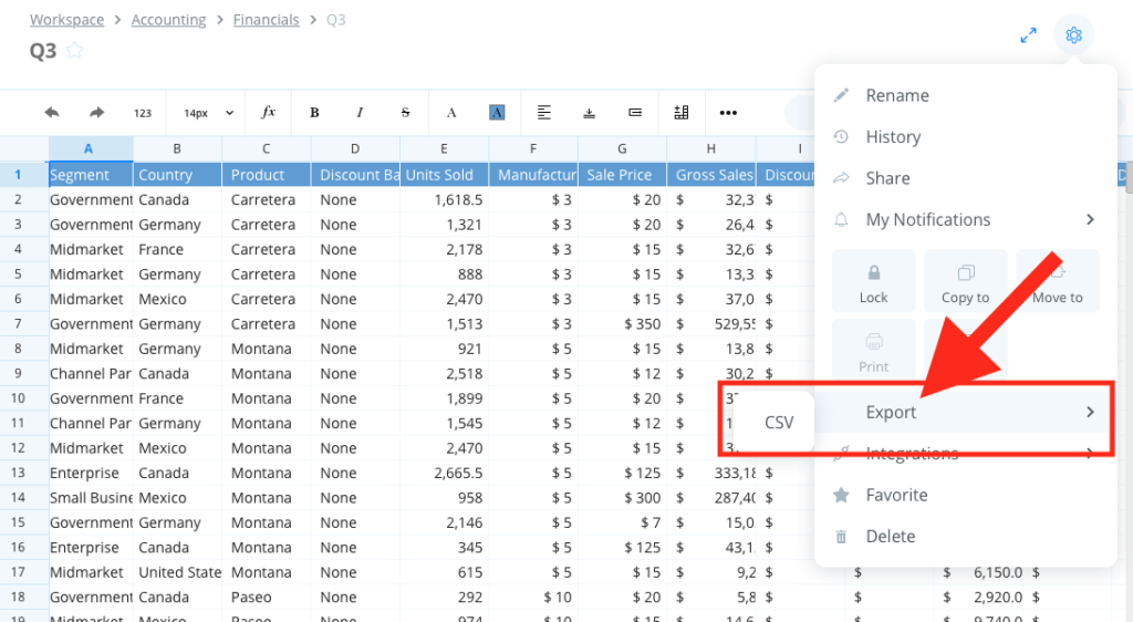 Export data from Sheet Samepage Help Center