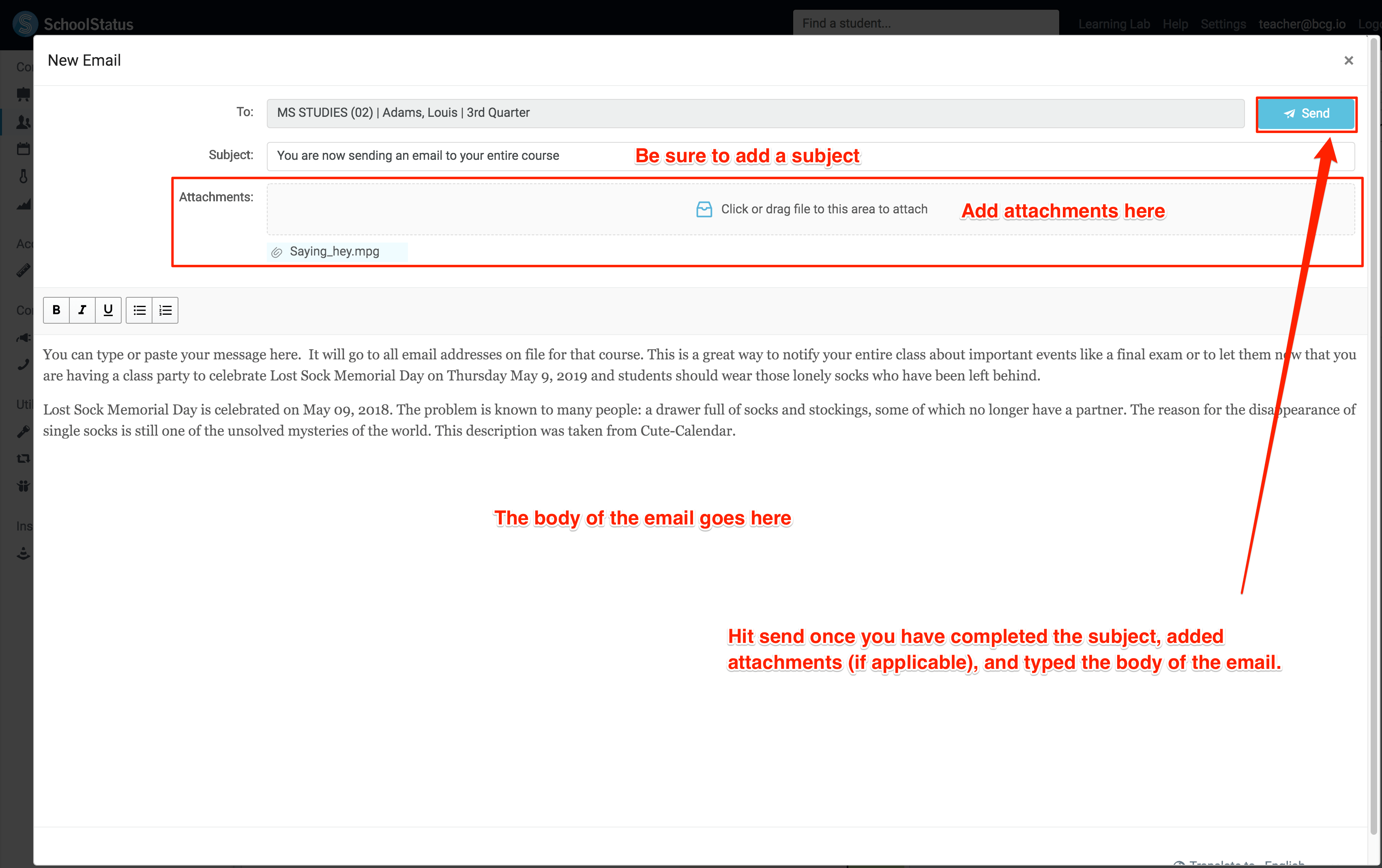 How to Email a Parent in SchoolStatus SchoolStatus