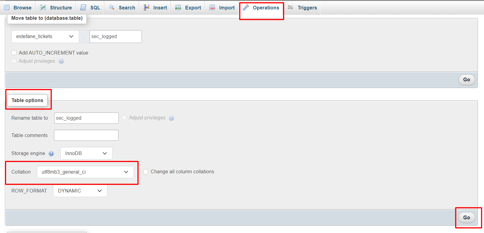 How to change database charset MySQL
