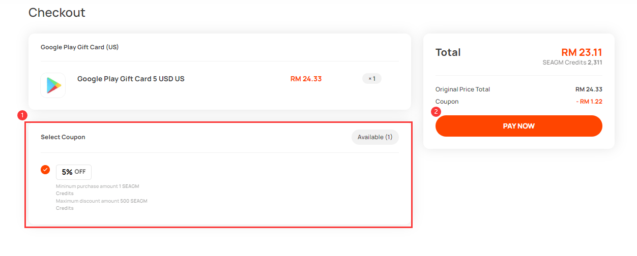 How do I activate the offered coupon codes for the use of the next