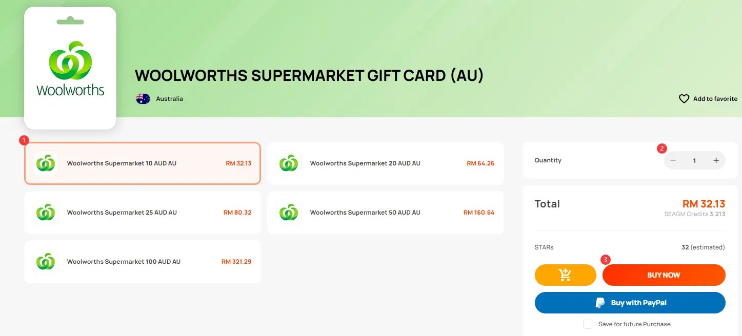 How to purchase Woolworths Supermarket Gift Card [AU] from SEAGM