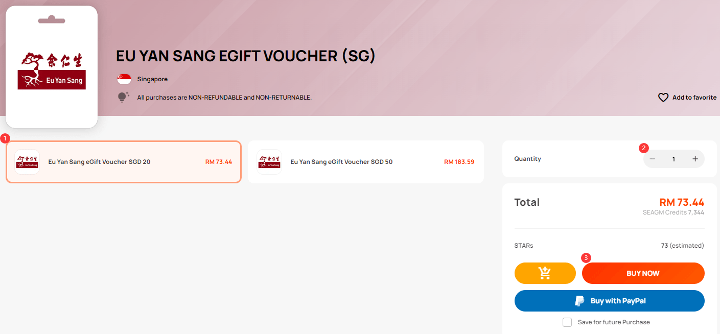 How to purchase the Eu Yan Sang eGift Voucher [SG] from SEAGM? SEAGM