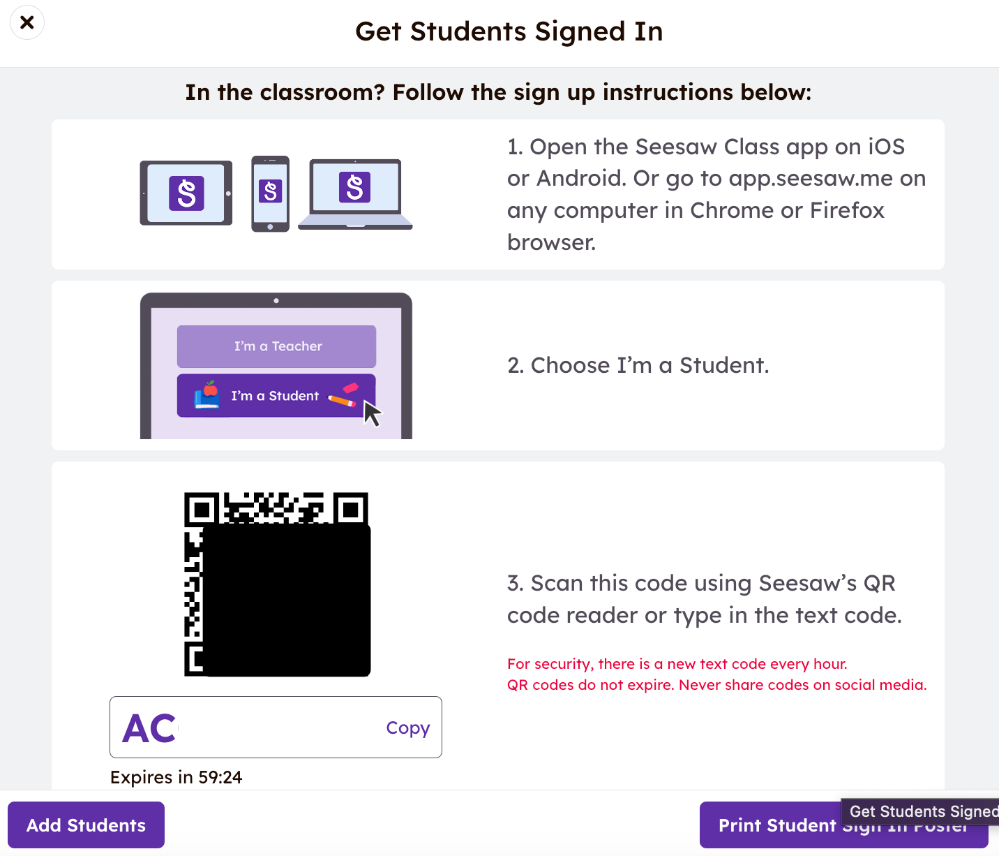 How to generate your class QR code Seesaw Help Center