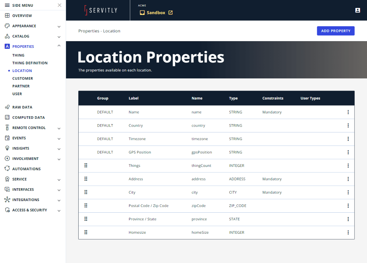 Location Properties Servitly