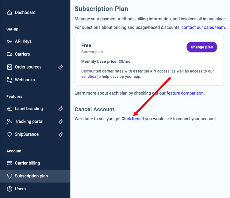 Manage Your Subscription ShipEngine