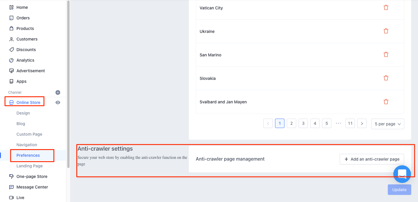 Anticrawler Settings SHOPLINE Help Center