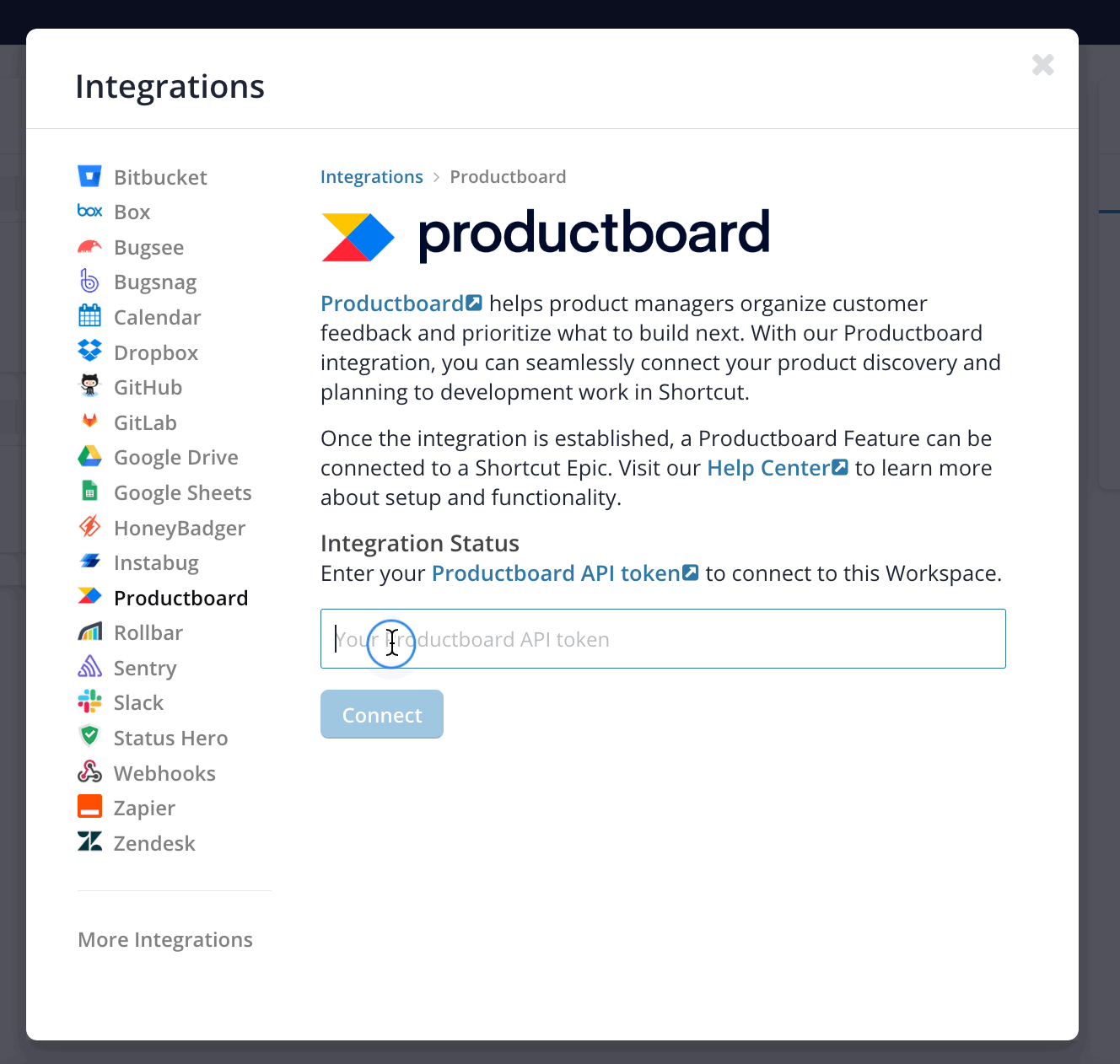 Productboard Integration Shortcut Help Center