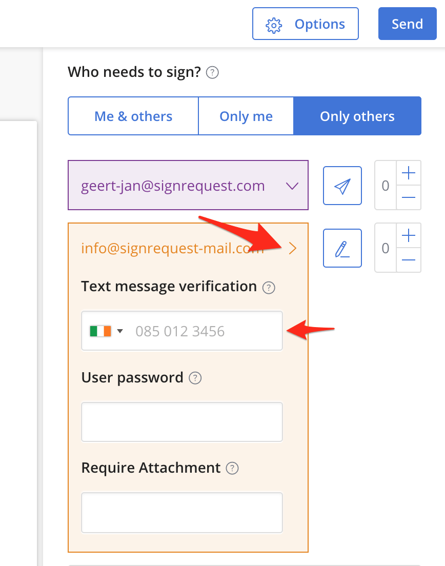 Add an additional text message verification SignRequest