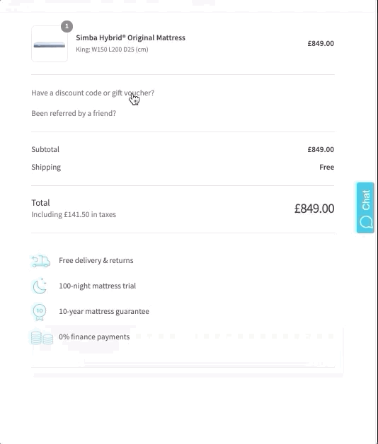 Where do I apply my discount code? Simba Sleep