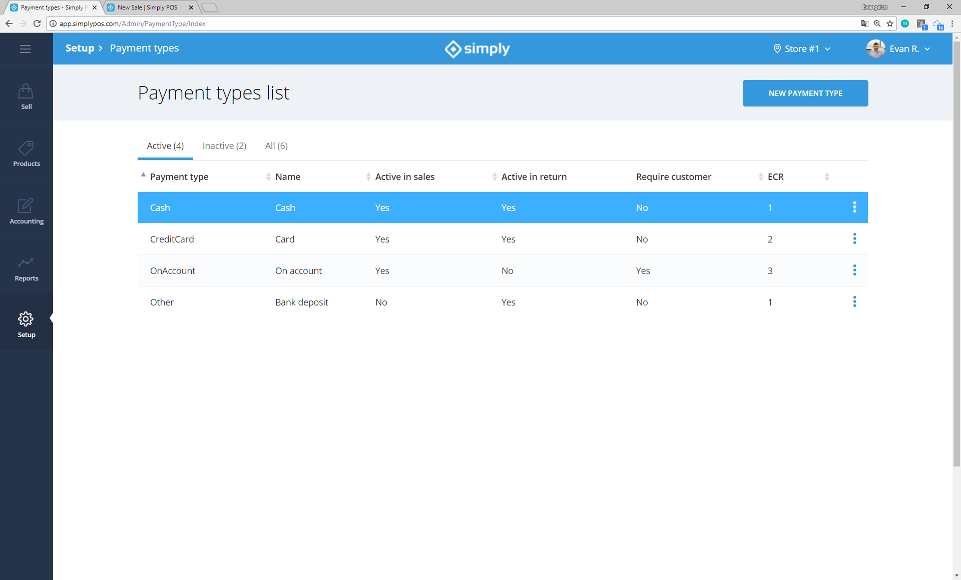 Payment types Simply POS Support center