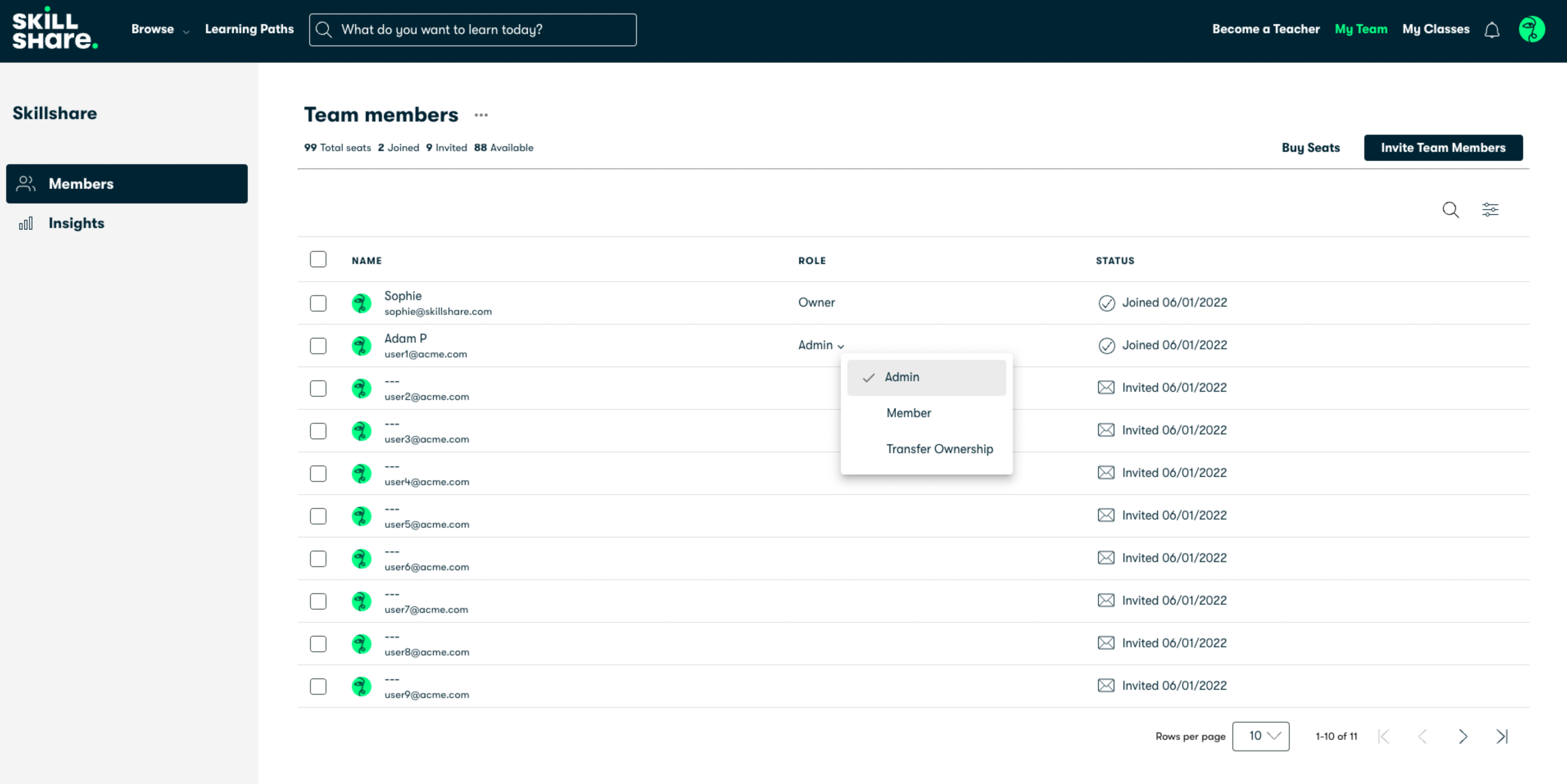Transferring ownership of your team Skillshare Help Center